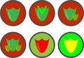 A set of symbols `protection`, `dispatcher`, antivirus with the image of a shield in different colors